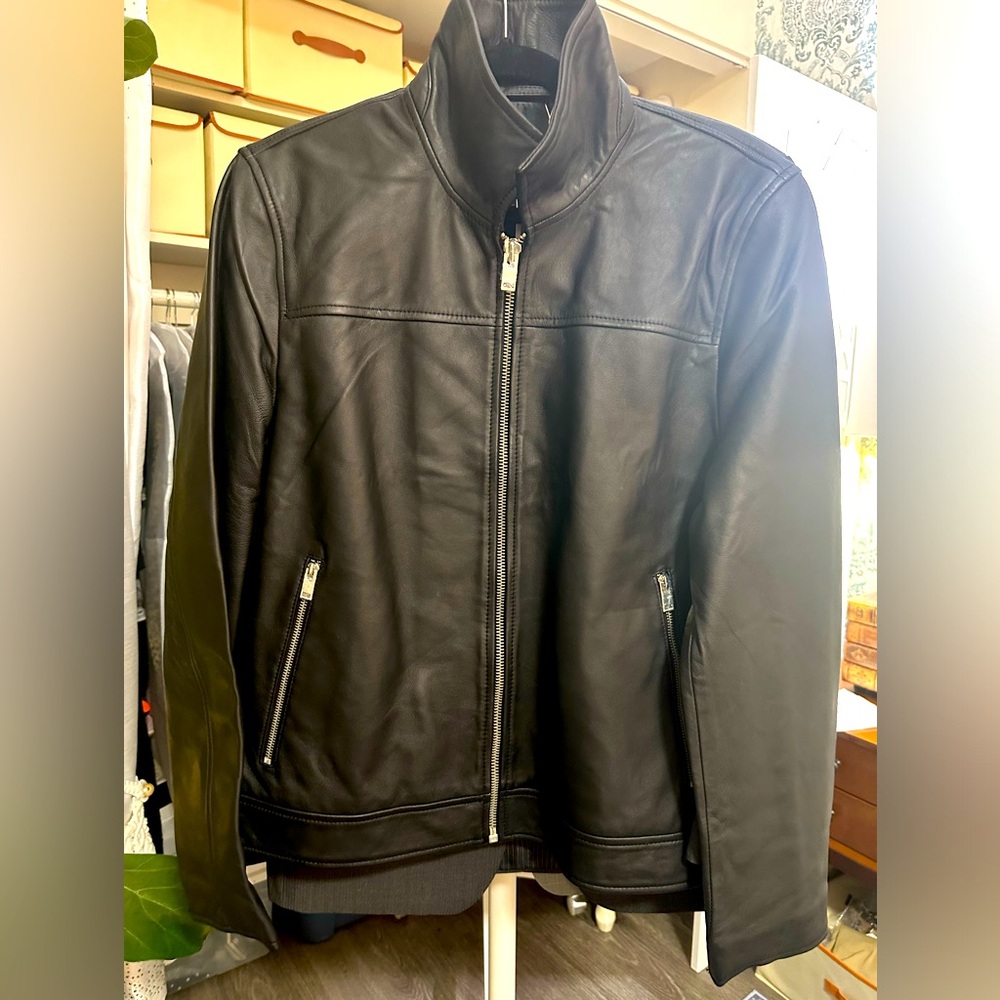 NWT  Bolongaro Trevor Black Leather Jacket XL